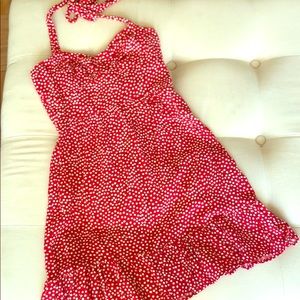 White polka dot halter dress